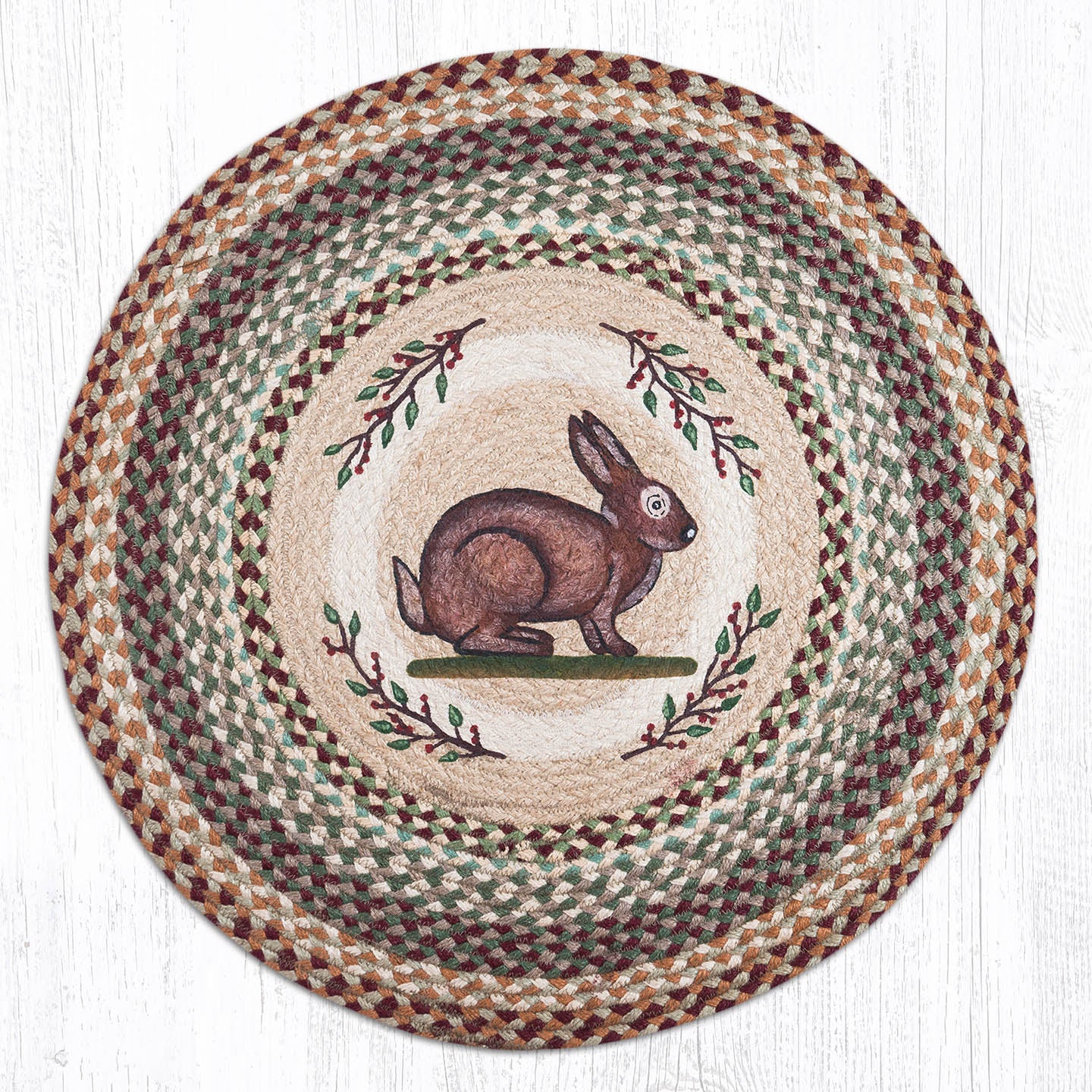 RP-413 Vintage Rabbit Round Rug | The Braided Rug Place