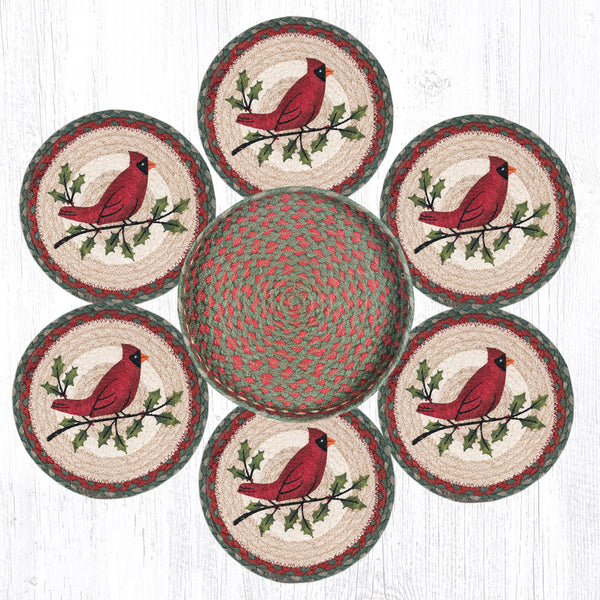 TNB025 Holly Cardinal Trivets The Braided Rug Place