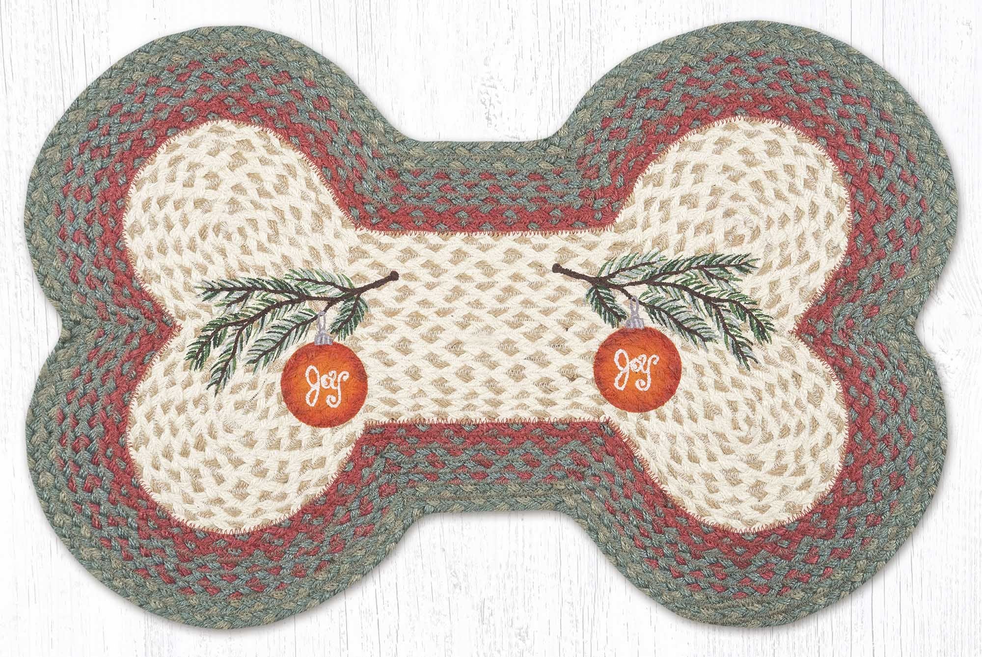 DBP-025 Ornament on Branch Dog Bone Rug | The Braided Rug Place