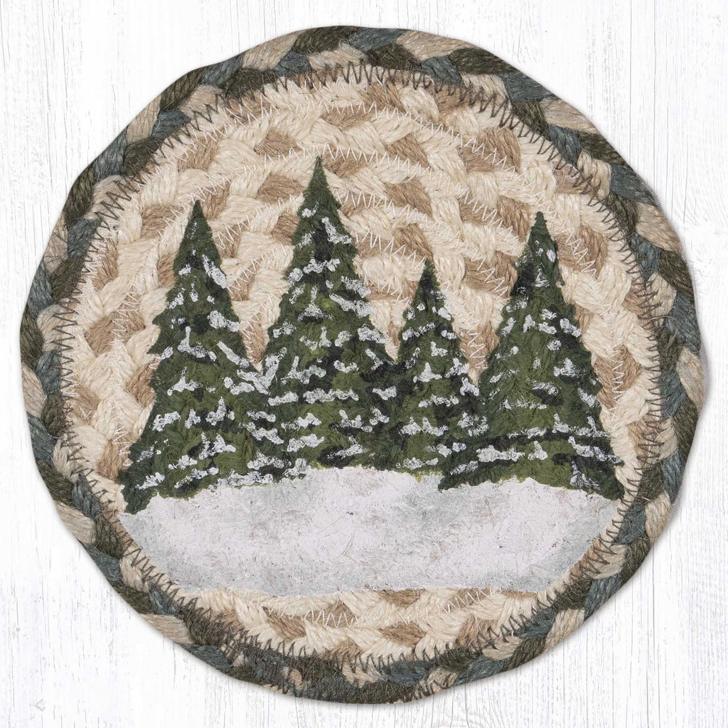 LC-419 Holiday Village Trees Trivet 7"