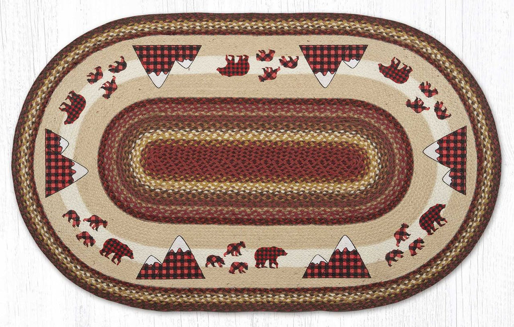 OP-780 Plaid Bear Family Oval 3'x5' Rug