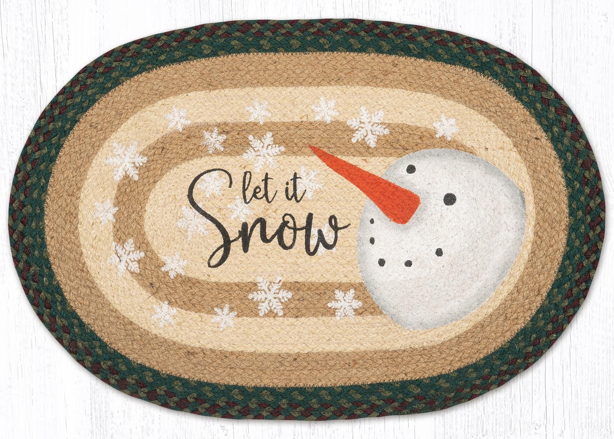 OP-508 Let It Snow Oval Rug | The Braided Rug Place