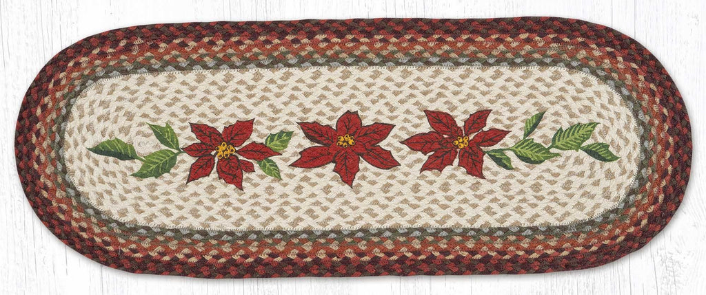 TR-417 Primitive Poinsettia 13"x36" Table Runner