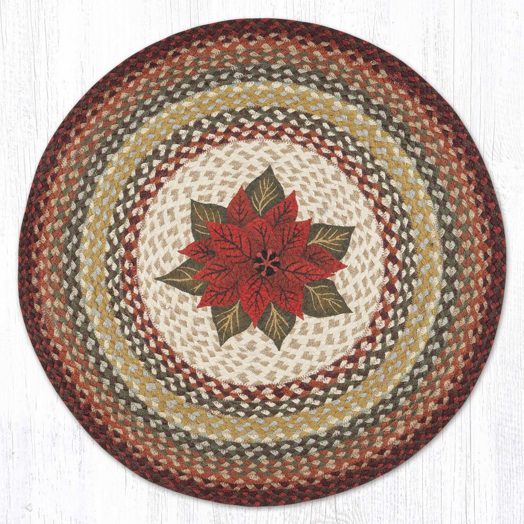 RP-417 Primitive Poinsettia Round Rug