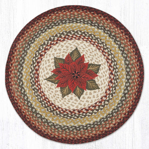 RP-417 Primitive Poinsettia Round Rug