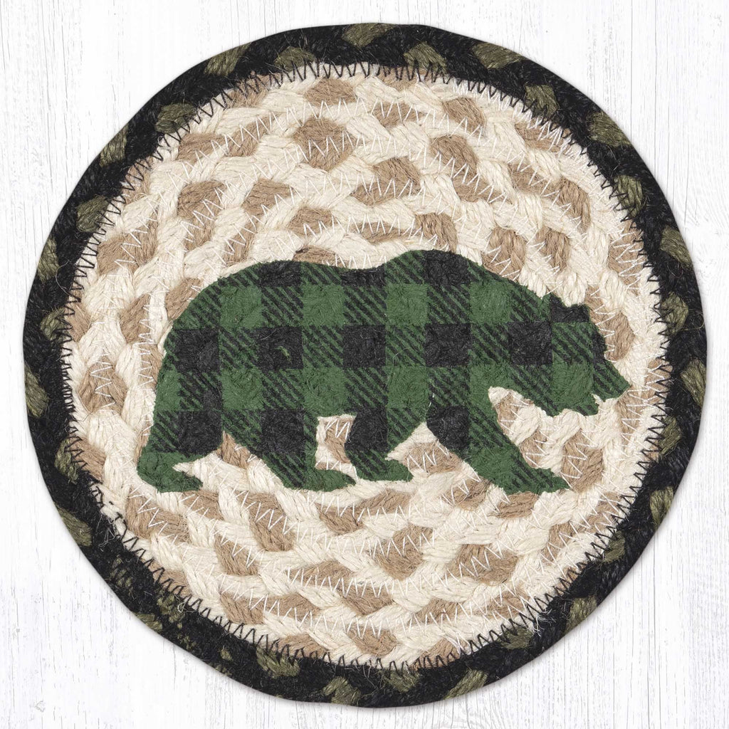 LC-116 Green Plaid Bear 7" Round